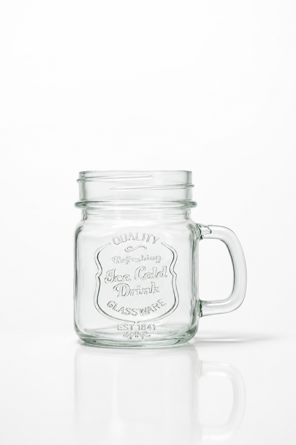 Clear Embossed Mason Drinking Mug